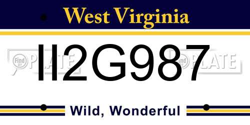 II2G987 West Virginia License Plate