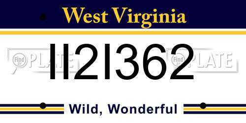 II2I362 West Virginia License Plate