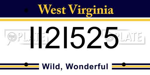 II2I525 West Virginia License Plate
