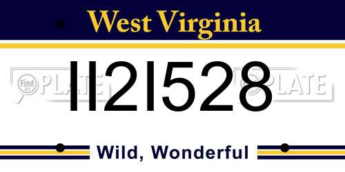 II2I528 West Virginia License Plate