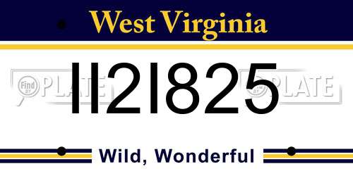 II2I825 West Virginia License Plate