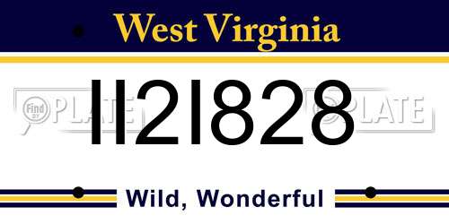 II2I828 West Virginia License Plate