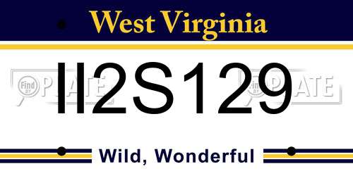 II2S129 West Virginia License Plate