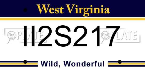 II2S217 West Virginia License Plate