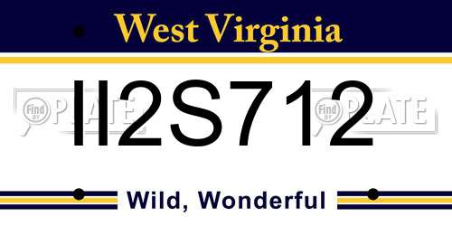 II2S712 West Virginia License Plate
