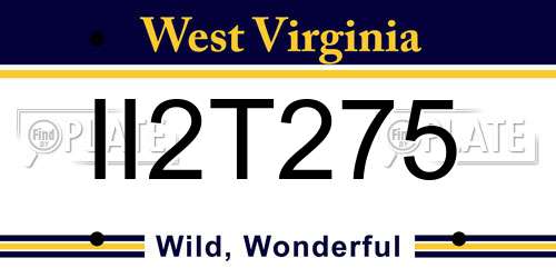 II2T275 West Virginia License Plate