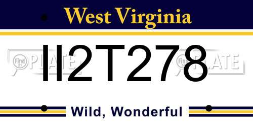 II2T278 West Virginia License Plate