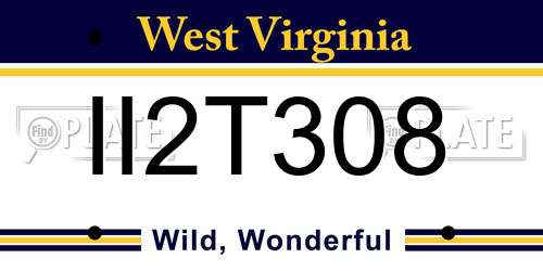 II2T308 West Virginia License Plate