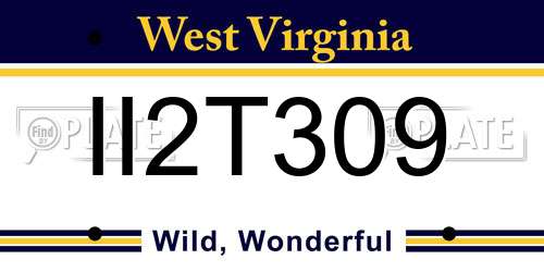 II2T309 West Virginia License Plate