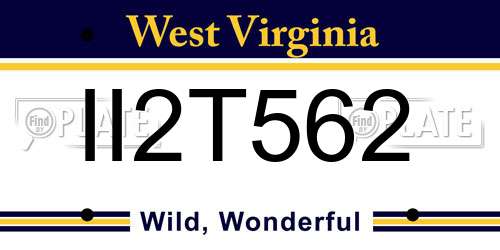 II2T562 West Virginia License Plate