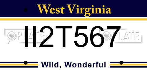 II2T567 West Virginia License Plate