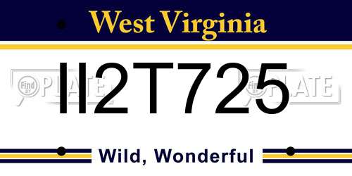 II2T725 West Virginia License Plate
