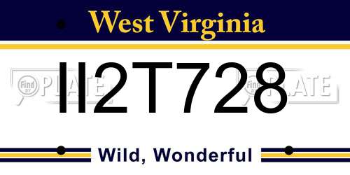 II2T728 West Virginia License Plate