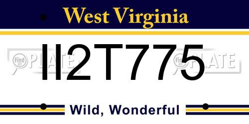 II2T775 West Virginia License Plate