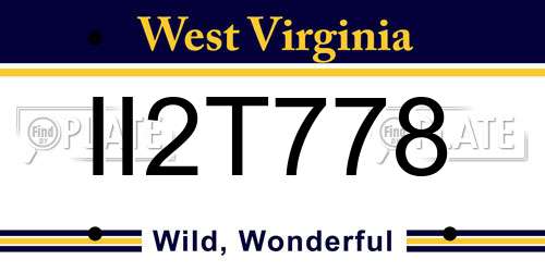II2T778 West Virginia License Plate