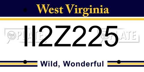 II2Z225 West Virginia License Plate