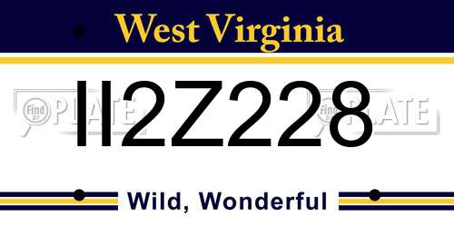 II2Z228 West Virginia License Plate