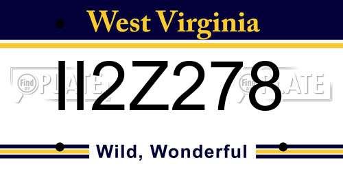 II2Z278 West Virginia License Plate