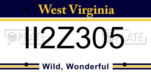 II2Z305 West Virginia License Plate