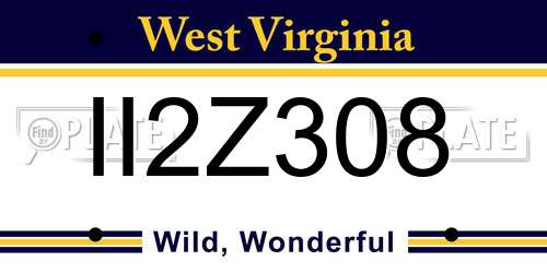 II2Z308 West Virginia License Plate