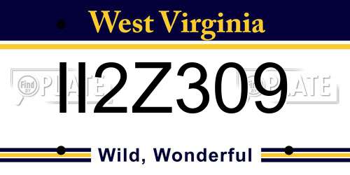 II2Z309 West Virginia License Plate