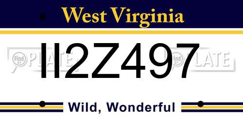 II2Z497 West Virginia License Plate