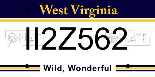 II2Z562 West Virginia License Plate