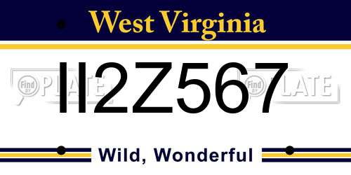 II2Z567 West Virginia License Plate