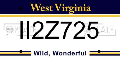 II2Z725 West Virginia License Plate