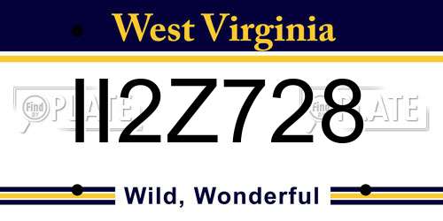 II2Z728 West Virginia License Plate