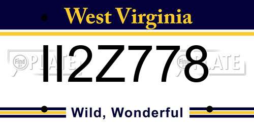 II2Z778 West Virginia License Plate