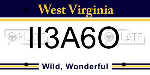 II3A6O West Virginia License Plate