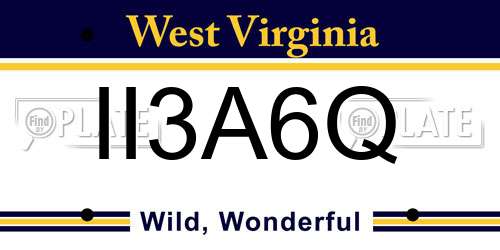 II3A6Q West Virginia License Plate