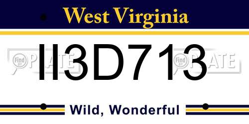 II3D713 West Virginia License Plate