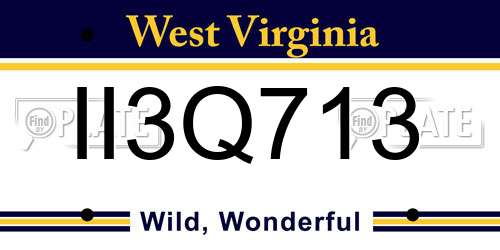 II3Q713 West Virginia License Plate
