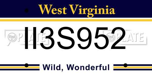 II3S952 West Virginia License Plate