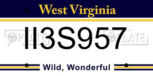 II3S957 West Virginia License Plate