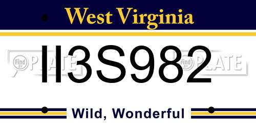 II3S982 West Virginia License Plate