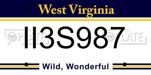II3S987 West Virginia License Plate