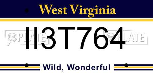 II3T764 West Virginia License Plate