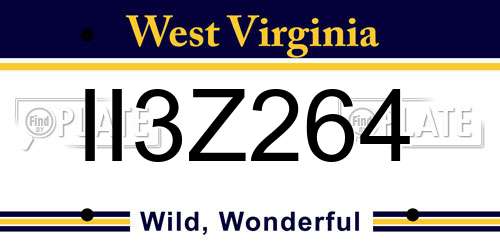 II3Z264 West Virginia License Plate