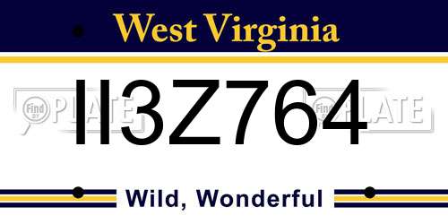 II3Z764 West Virginia License Plate