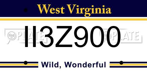 II3Z900 West Virginia License Plate