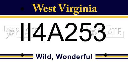 II4A253 West Virginia License Plate