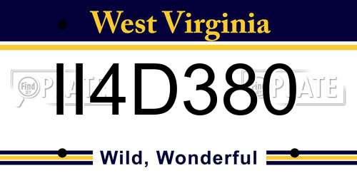 II4D380 West Virginia License Plate