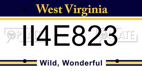 II4E823 West Virginia License Plate