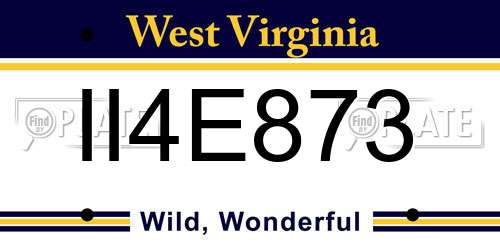 II4E873 West Virginia License Plate