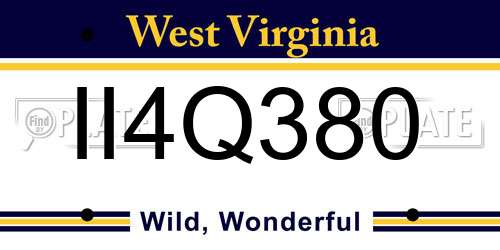 II4Q380 West Virginia License Plate