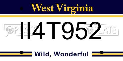 II4T952 West Virginia License Plate