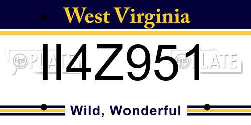 II4Z951 West Virginia License Plate